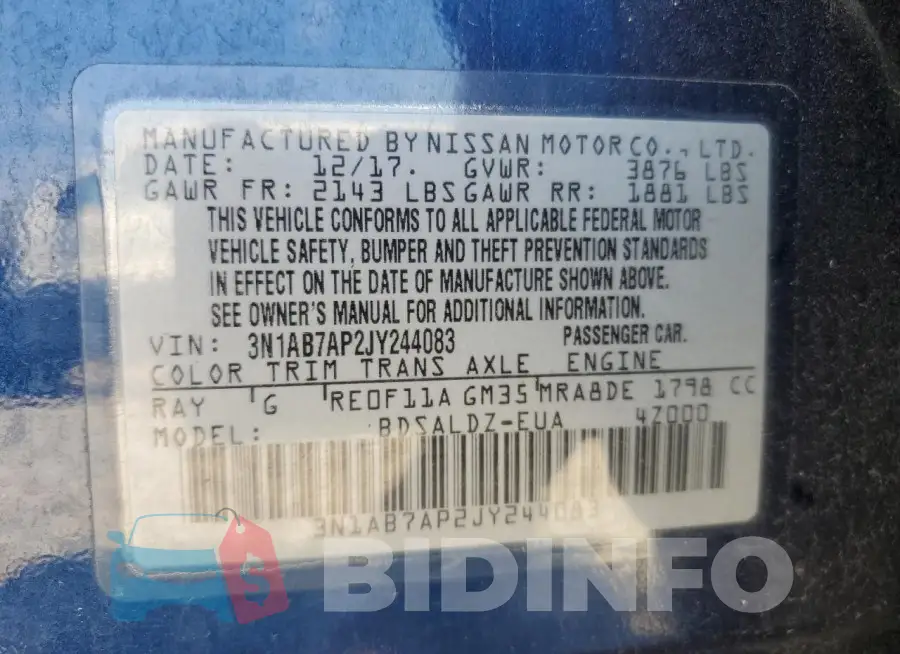 3N1AB7AP2JY244083 Photo# 13