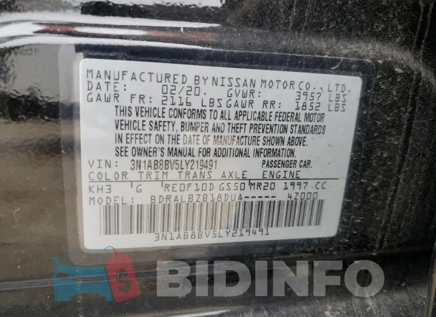 3N1AB8BV5LY219491 Photo# 13