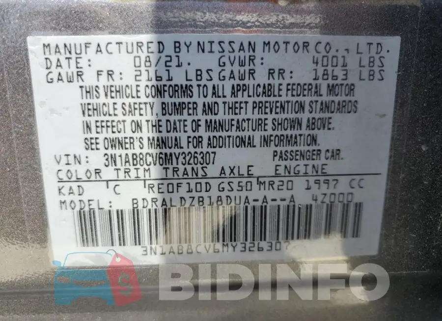 3N1AB8CV6MY326307 Photo# 13