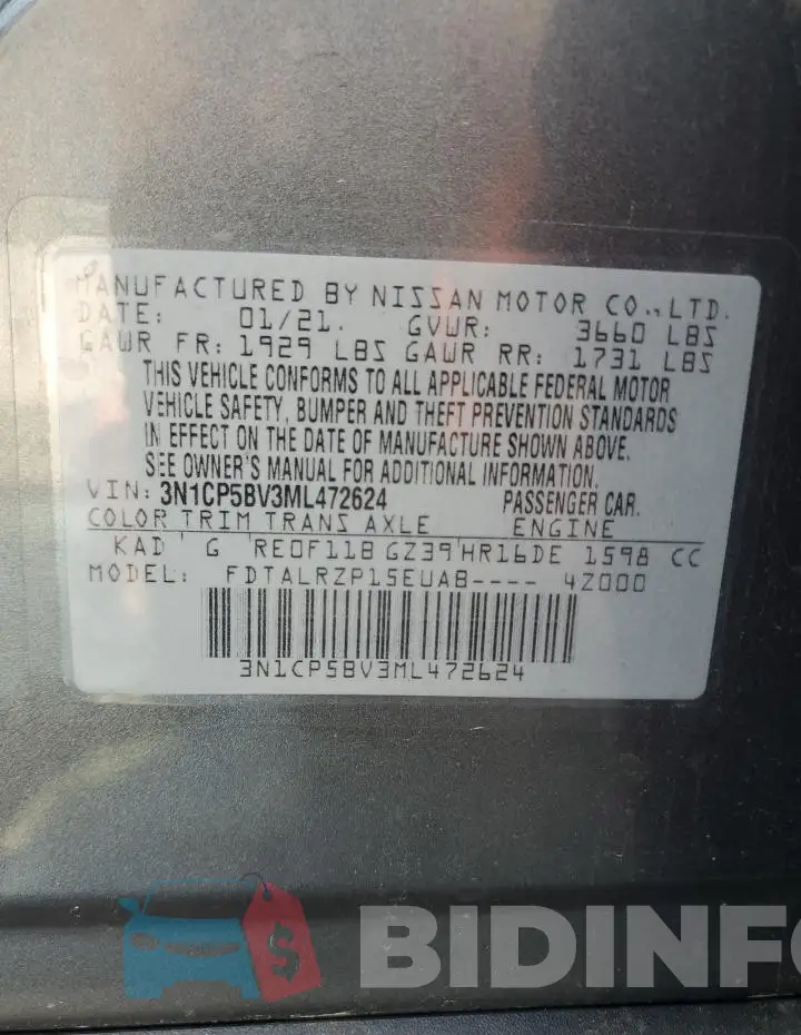 3N1CP5BV3ML472624 Photo# 13