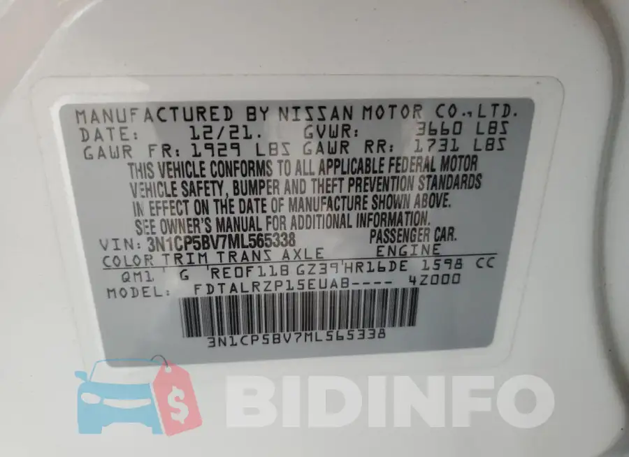 3N1CP5BV7ML565338 Photo# 13
