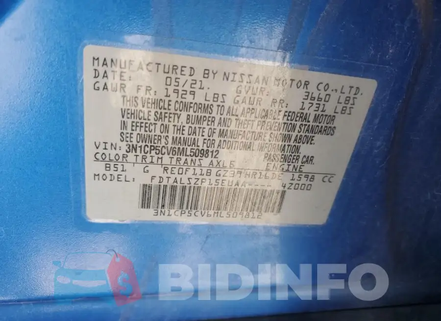 3N1CP5CV6ML509812 Photo# 13