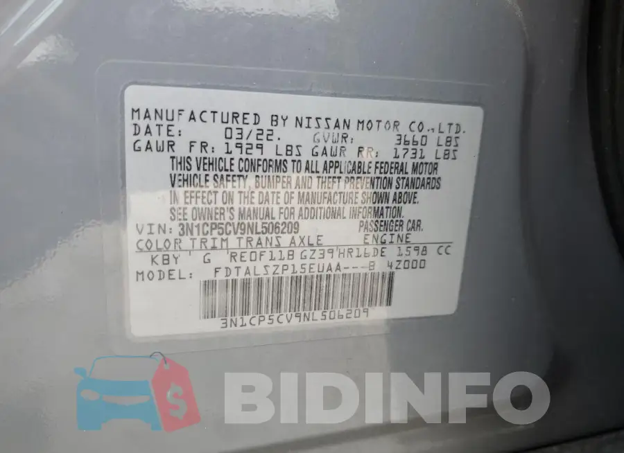 3N1CP5CV9NL506209 Photo# 13