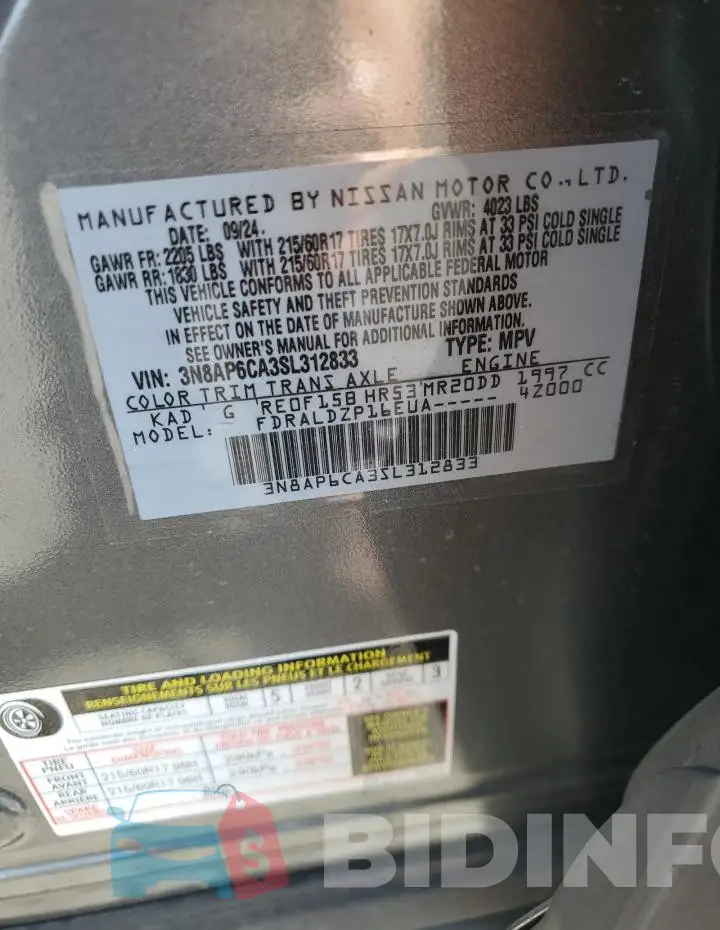 3N8AP6CA3SL312833 Photo# 13