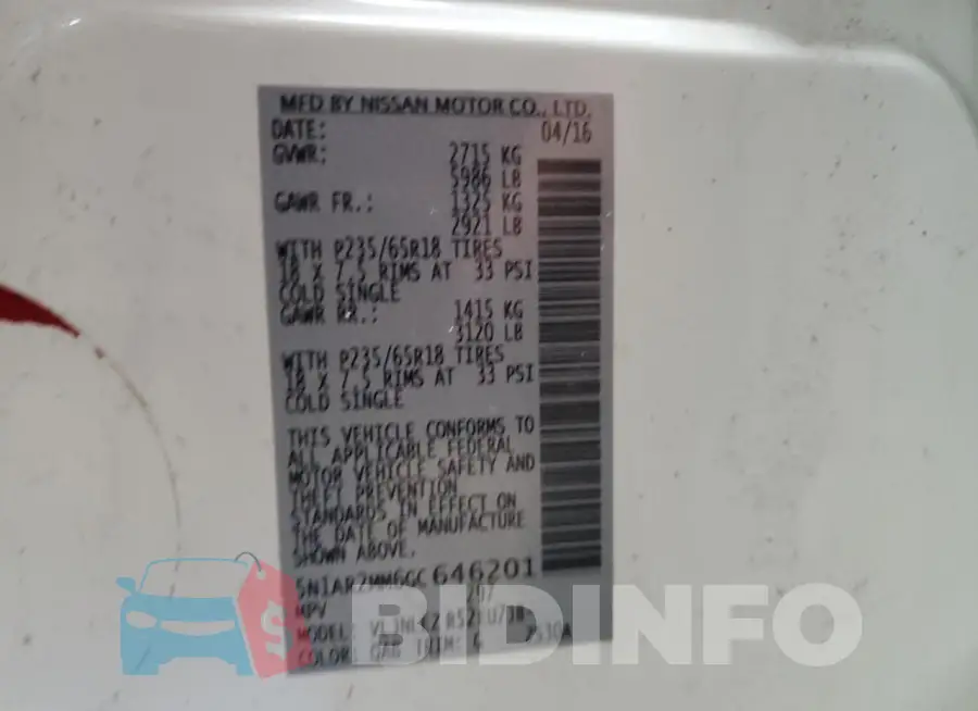 5N1AR2MM6GC646201 Photo# 12