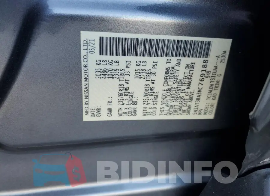 5N1AT3BA3MC769188 Photo# 13