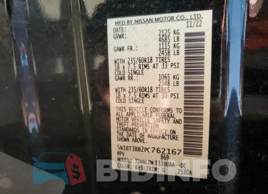 5N1BT3BB2PC762167 Photo# 12