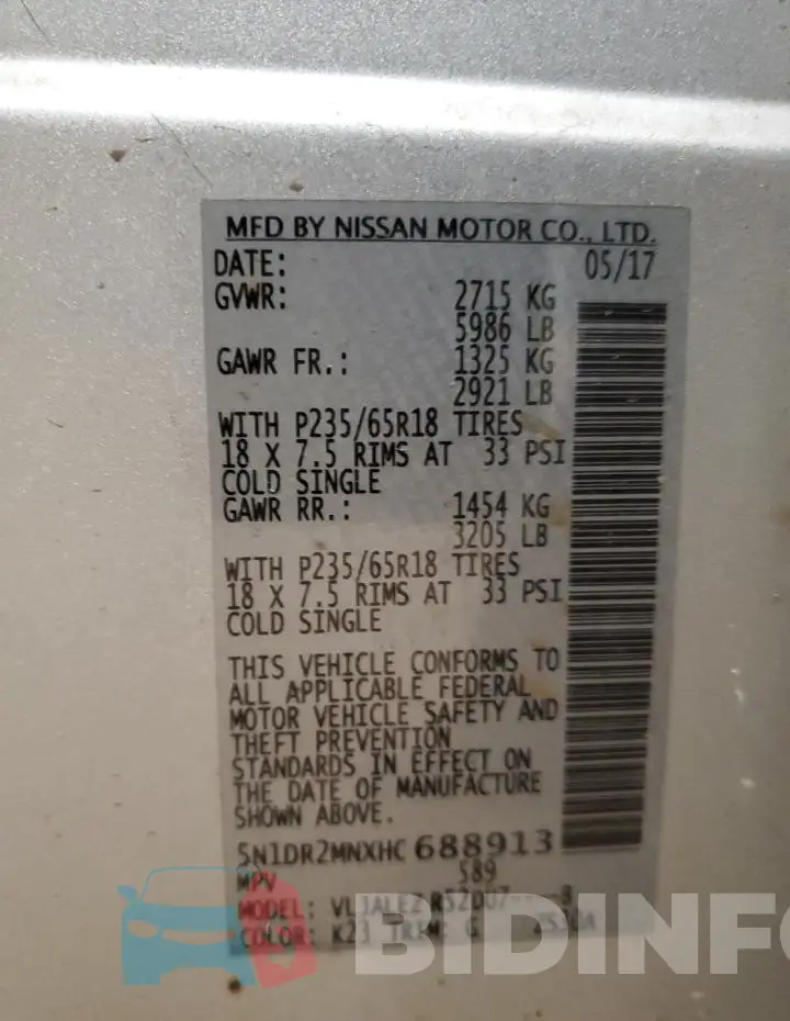 5N1DR2MNXHC688913 Photo# 13