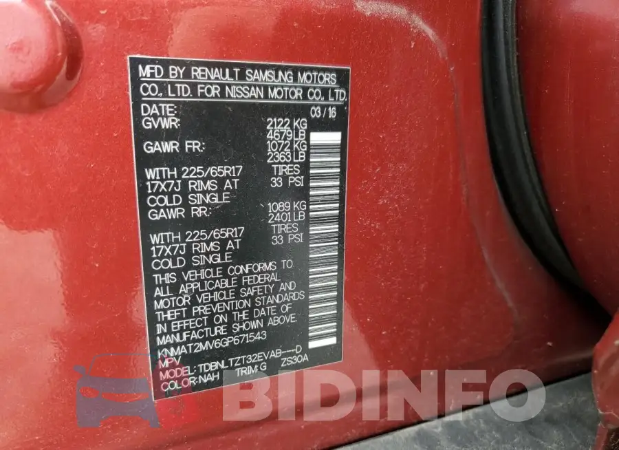 KNMAT2MV6GP671543 Photo# 13