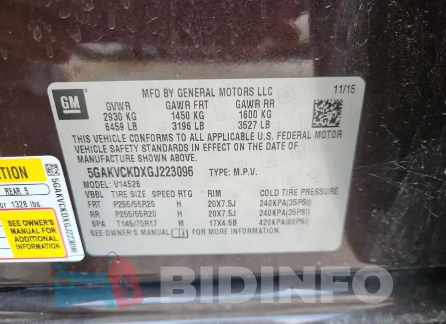 5GAKVCKDXGJ223096 Photo# 13