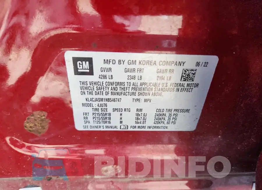 KL4CJASM1NB546747 Photo# 14
