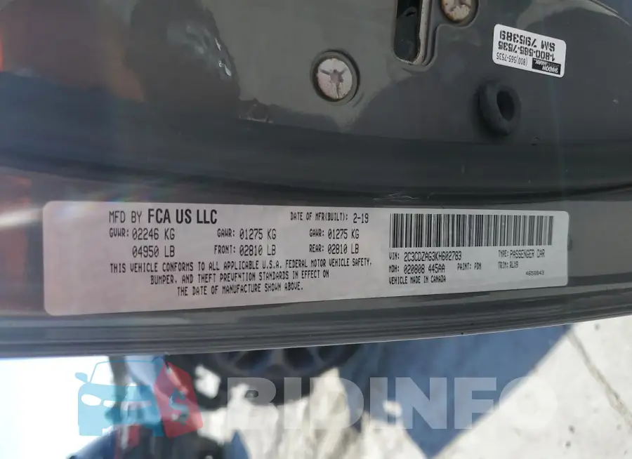 2C3CDZAG3KH602783 Photo# 13