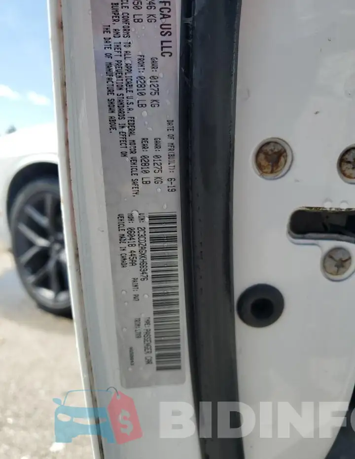2C3CDZAGXKH669476 Photo# 12