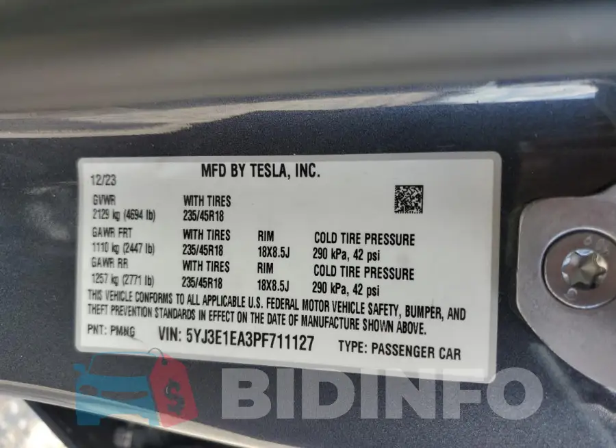 5YJ3E1EA3PF711127 Photo# 13