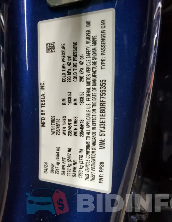 5YJ3E1EB0RF755355 Photo# 12