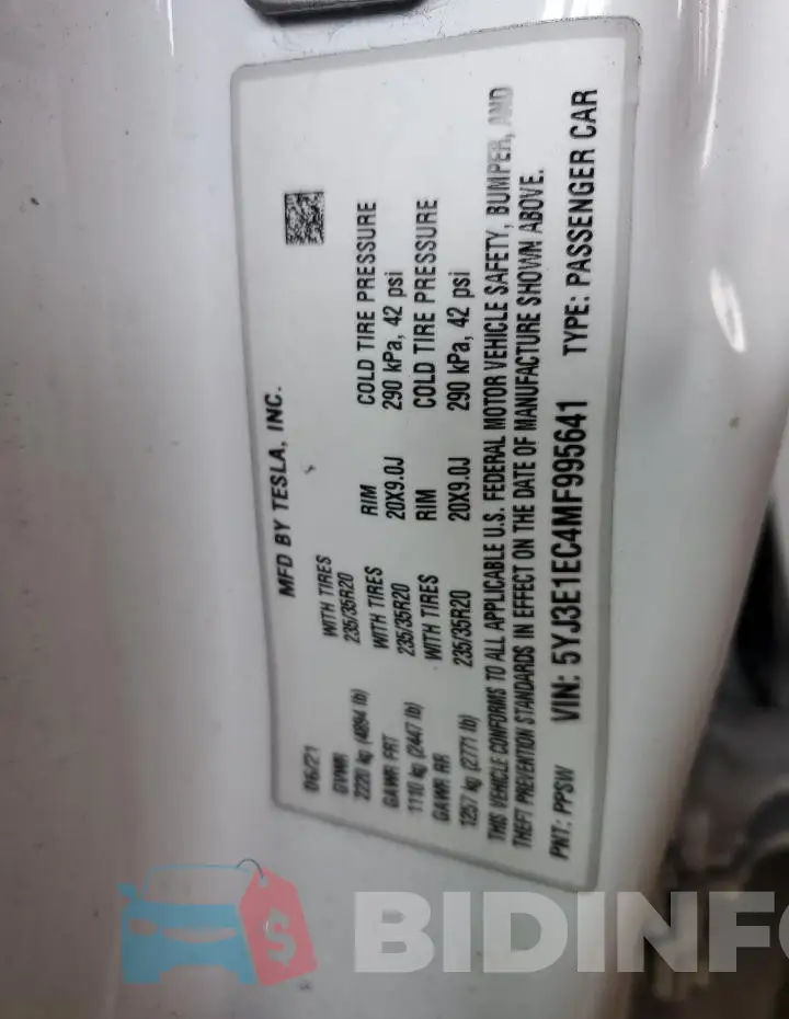5YJ3E1EC4MF995641 Photo# 13