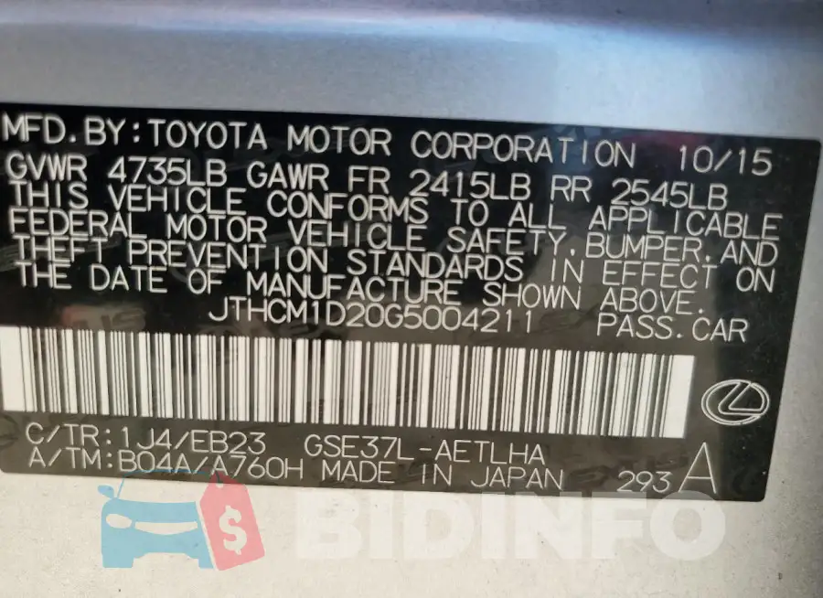 JTHCM1D20G5004211 Photo# 13