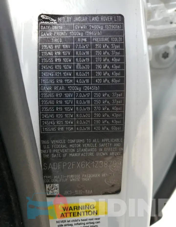 SADFP2FX6K1Z38799 Photo# 13