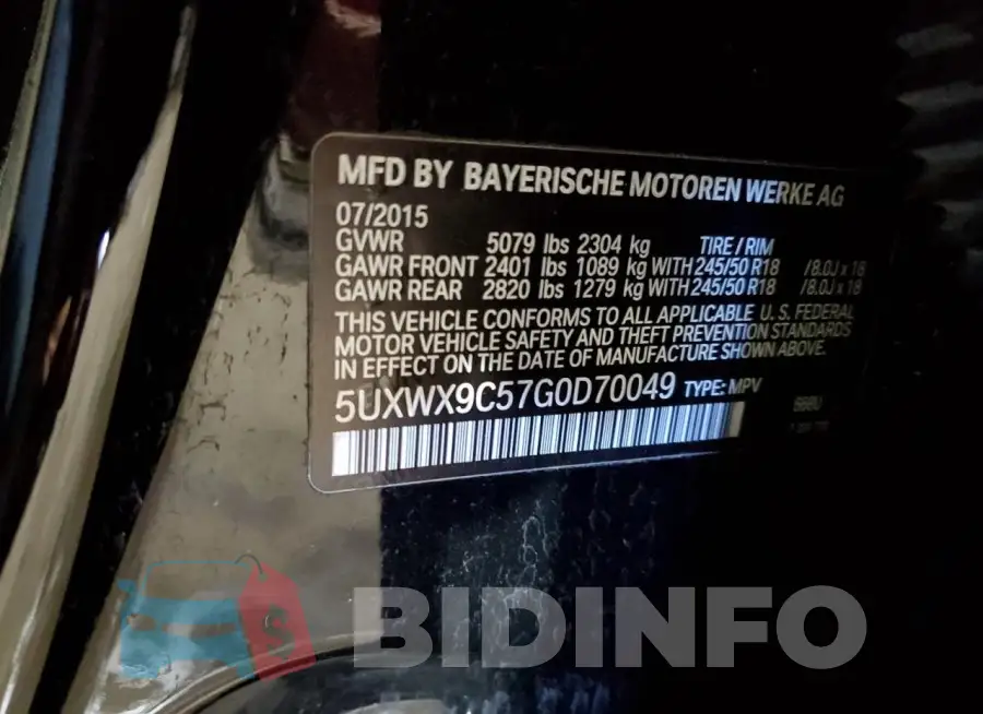5UXWX9C57G0D70049 Photo# 13