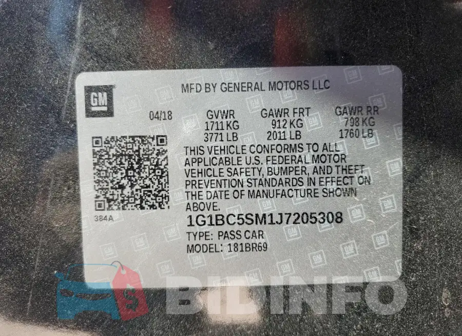 1G1BC5SM1J7205308 Photo# 12