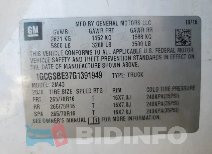 1GCGSBE37G1391949 Photo# 12