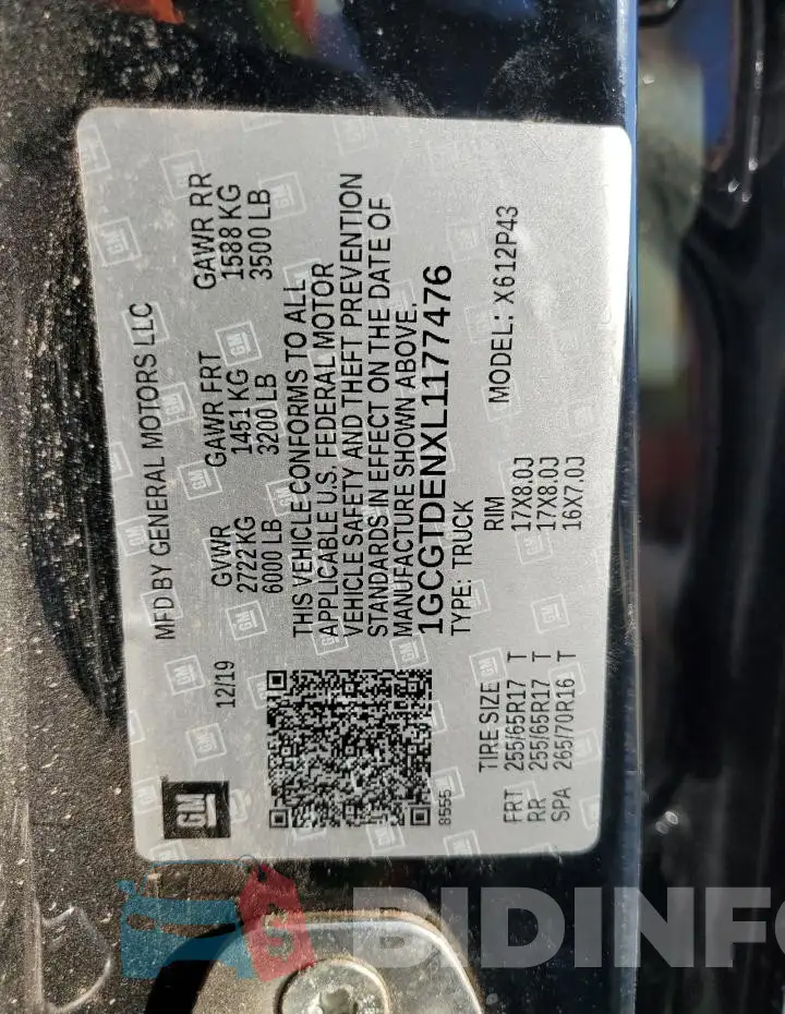 1GCGTDENXL1177476 Photo# 13