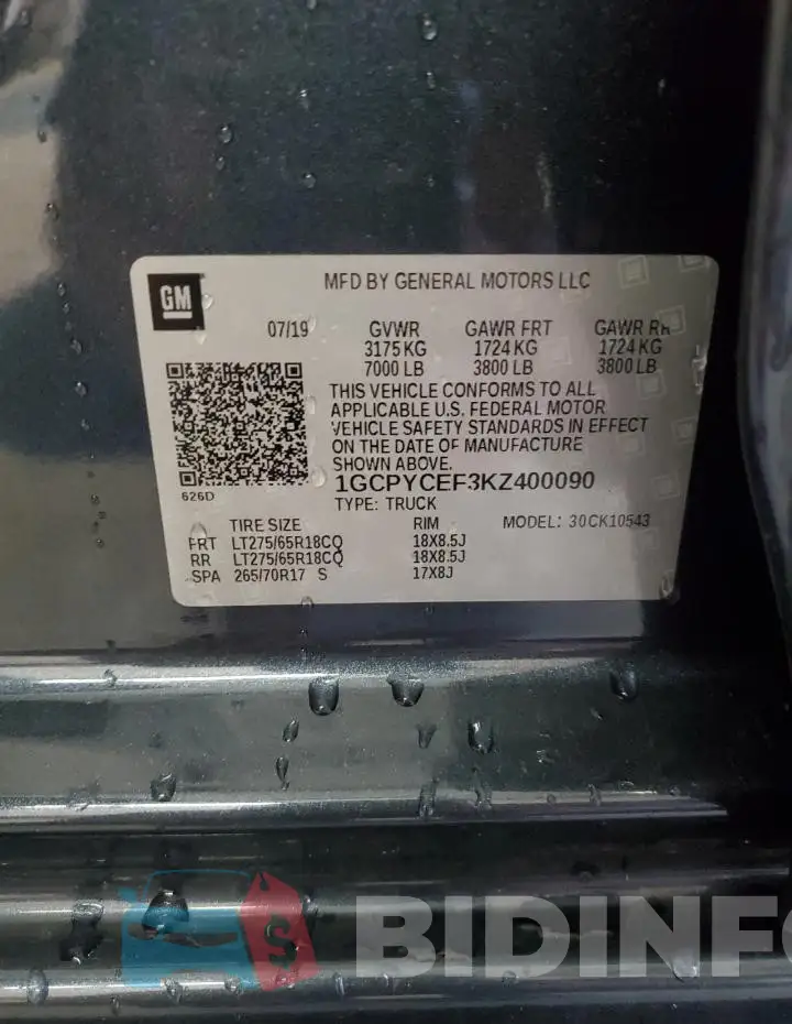1GCPYCEF3KZ400090 Photo# 12