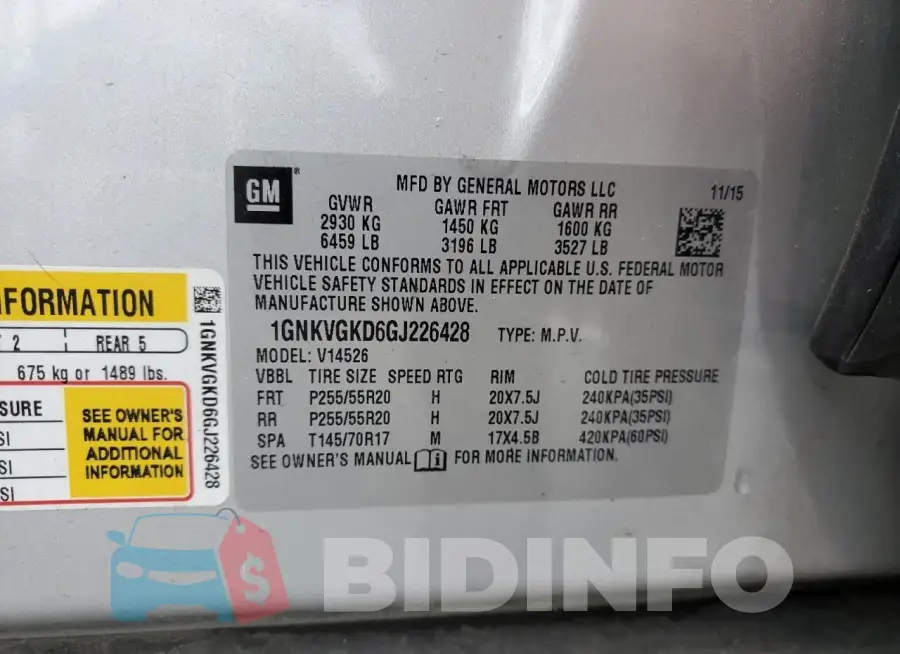 1GNKVGKD6GJ226428 Photo# 13