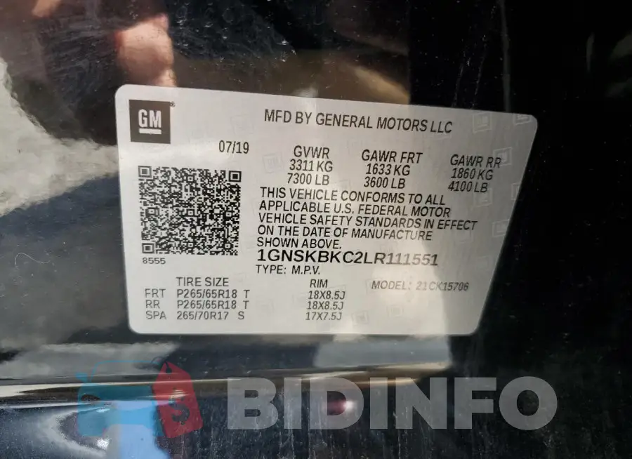 1GNSKBKC2LR111551 Photo# 12