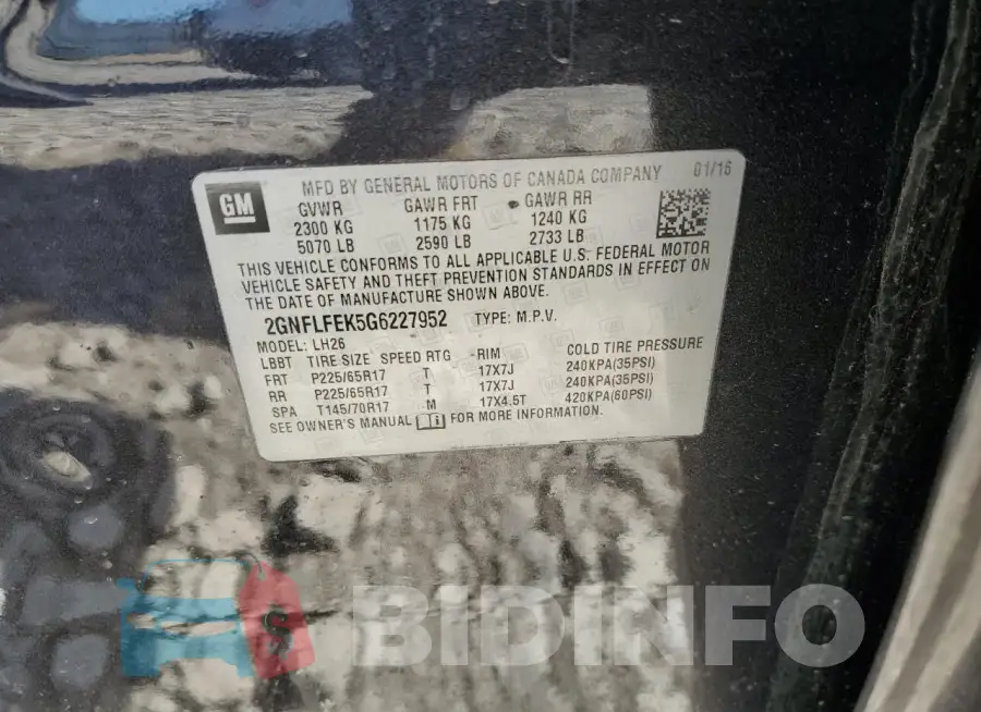 2GNFLFEK5G6227952 Photo# 12