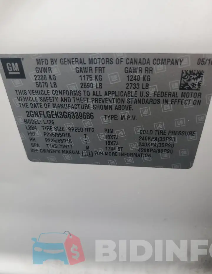 2GNFLGEK3G6339686 Photo# 13