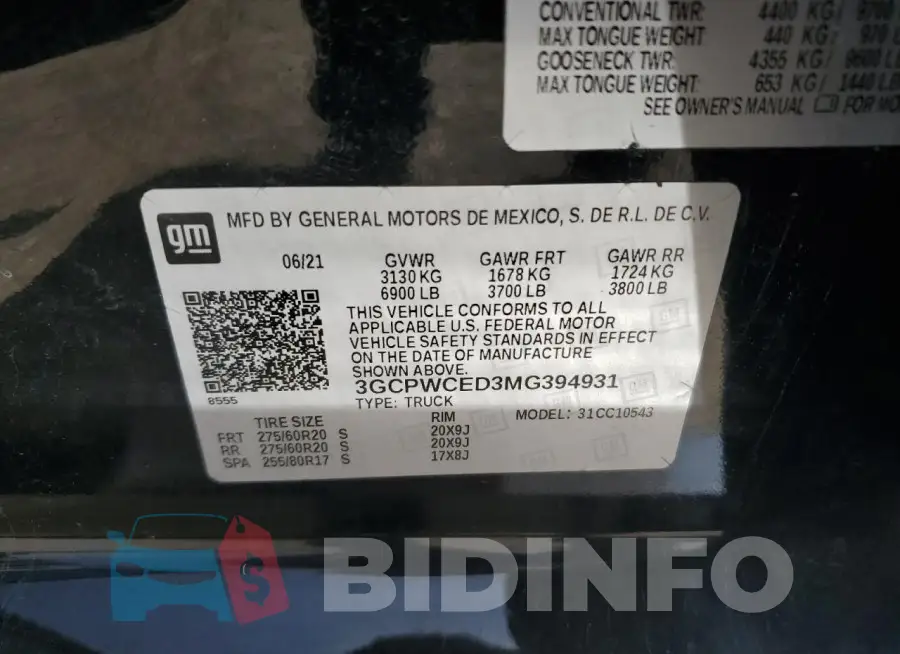 3GCPWCED3MG394931 Photo# 13