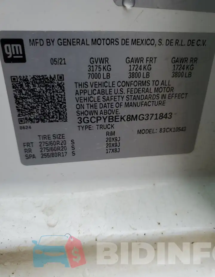 3GCPYBEK8MG371843 Photo# 13