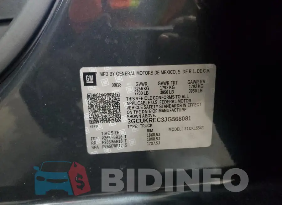 3GCUKREC3JG568081 Photo# 12