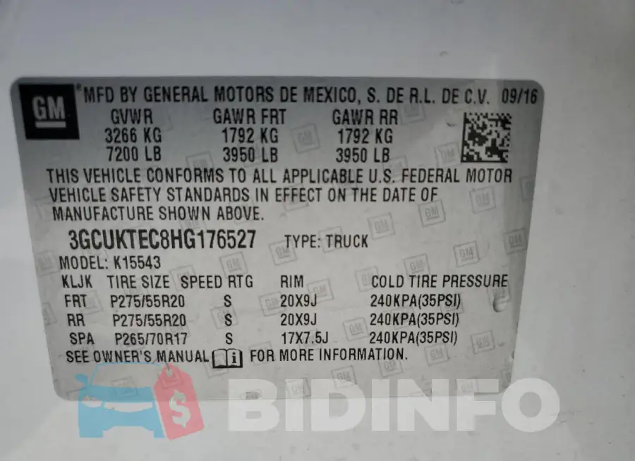 3GCUKTEC8HG176527 Photo# 13