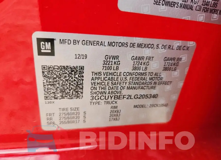 3GCUYBEF2LG205340 Photo# 12