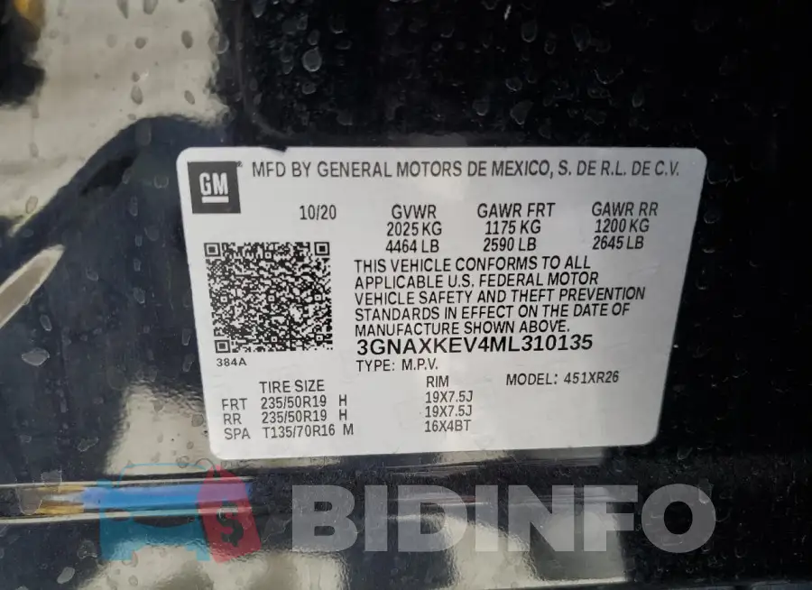 3GNAXKEV4ML310135 Photo# 13