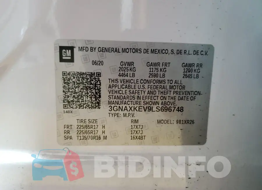 3GNAXKEV9LS696748 Photo# 14