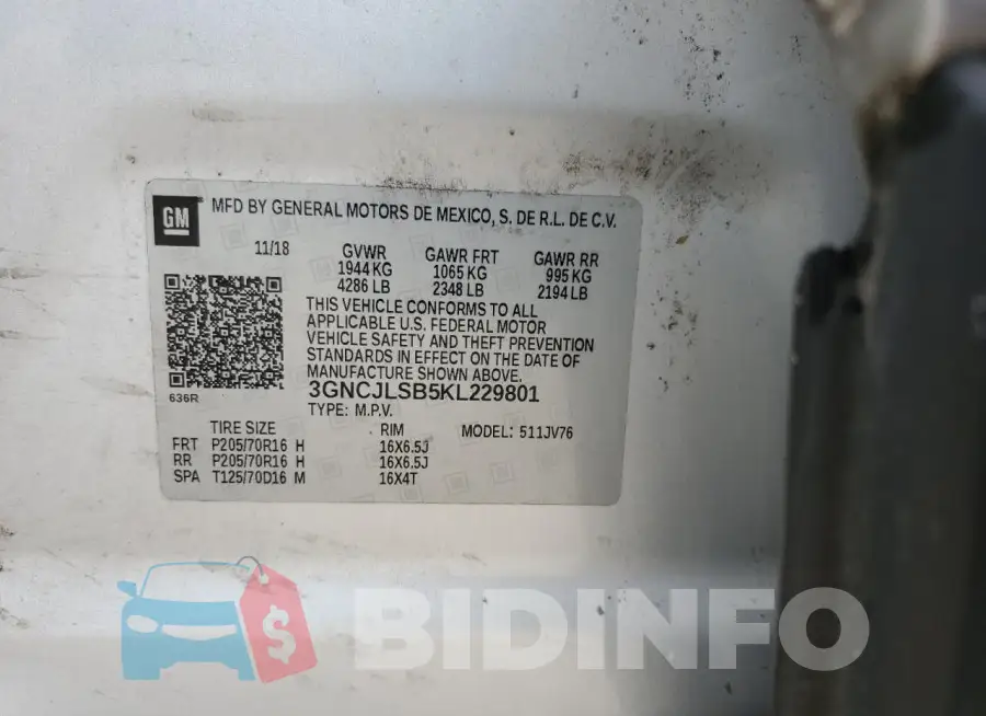 3GNCJLSB5KL229801 Photo# 13
