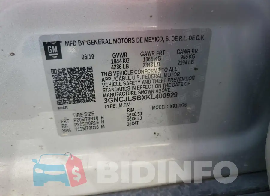 3GNCJLSBXKL400929 Photo# 13