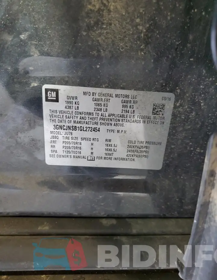 3GNCJNSB1GL272454 Photo# 13