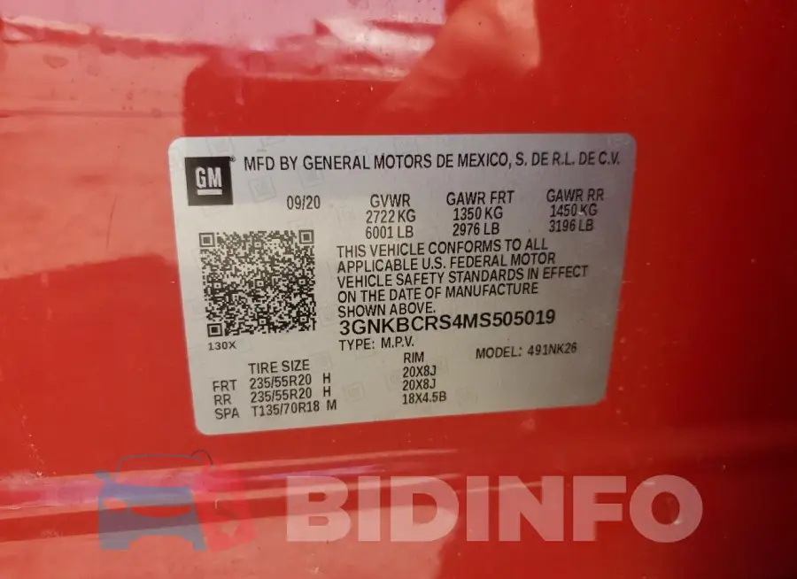 3GNKBCRS4MS505019 Photo# 13