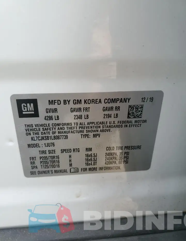 KL7CJKSB1LB087739 Photo# 13