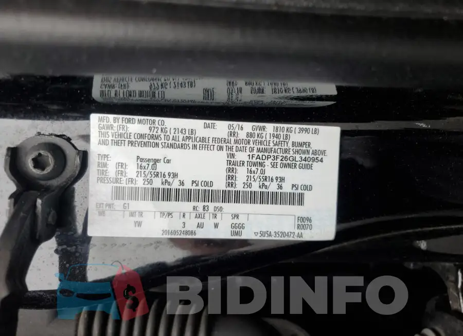 1FADP3F26GL340954 Photo# 12