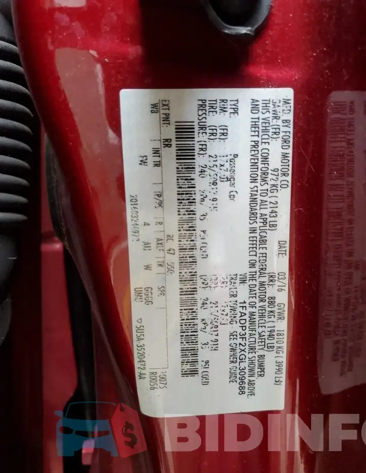 1FADP3F2XGL309688 Photo# 12