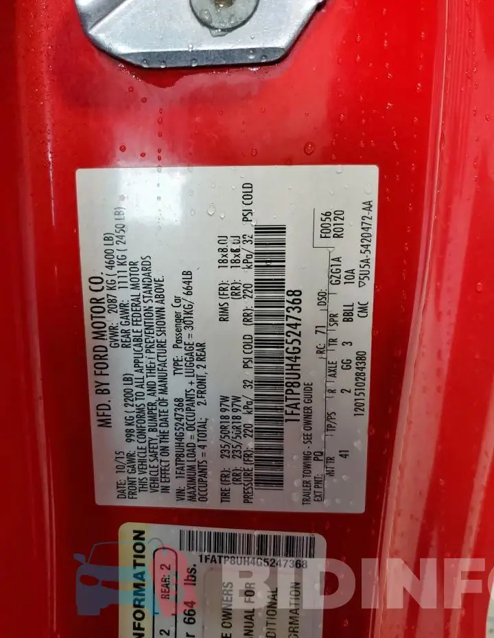 1FATP8UH4G5247368 Photo# 12