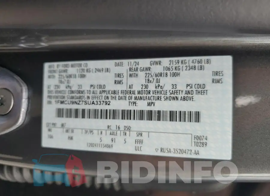 1FMCU9NZ7SUA33792 Photo# 14