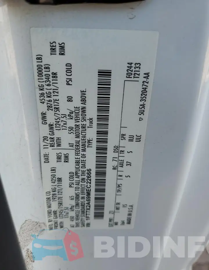 1FT7X2A69MEC22666 Photo# 12