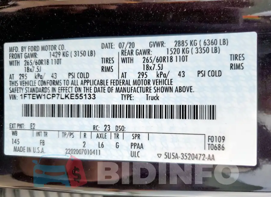 1FTEW1CP7LKE55133 Photo# 12
