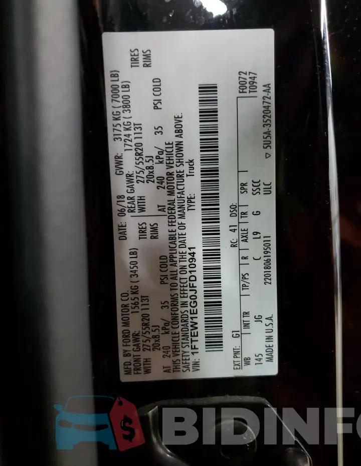 1FTEW1EG0JFD10941 Photo# 12